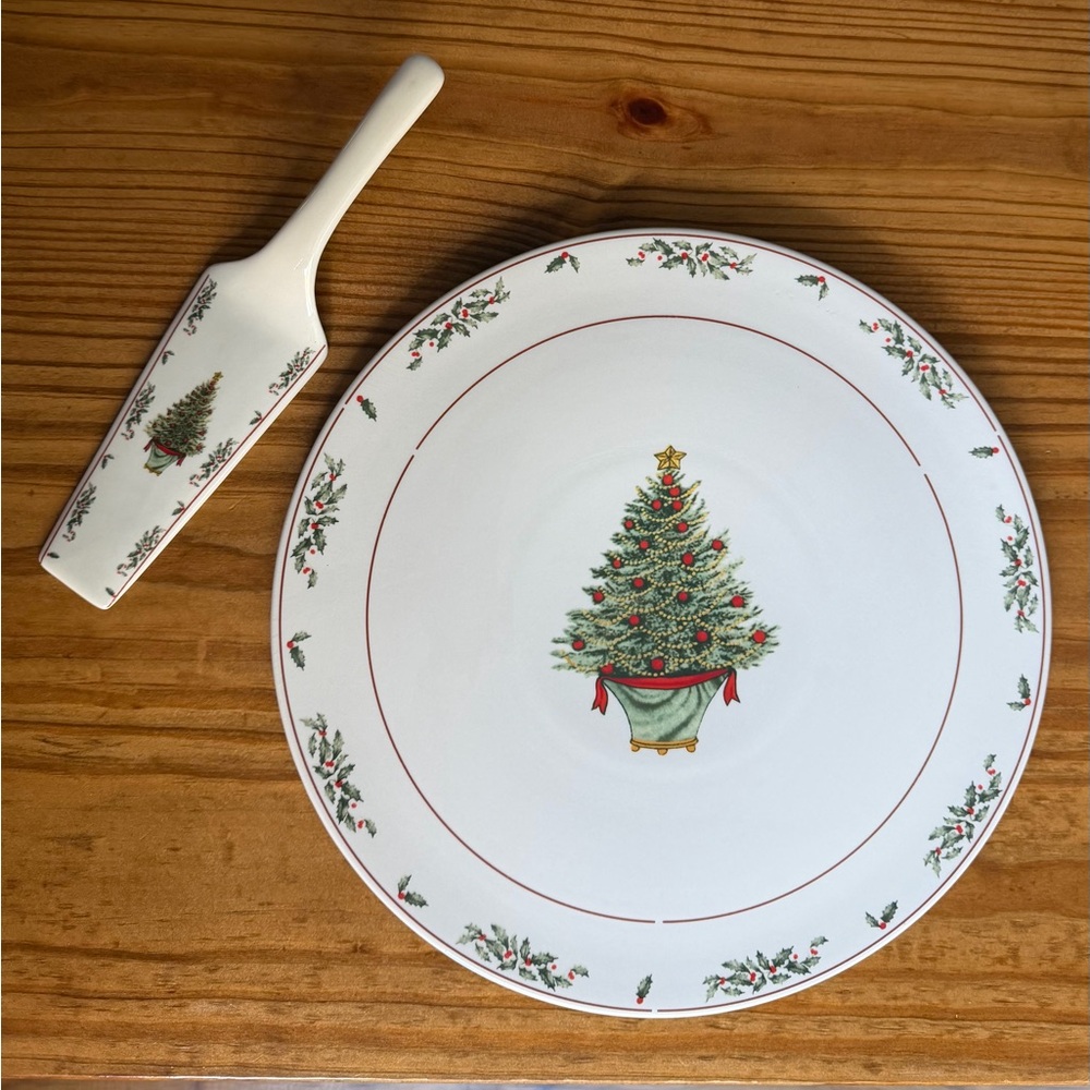 Beautiful 12” Christmas Tree Plate and Server Set